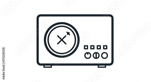 Simple Black and White Radio Icon with Controls.