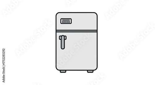 Simple Gray Refrigerator with Display and Handle Illustration.