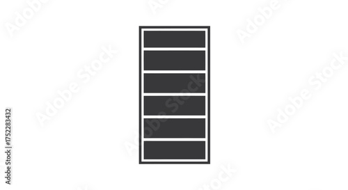 Simple black and white full battery charge level indicator icon.