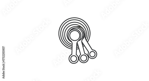 A simple black and white line art icon of a set of nested measuring spoons for cooking and baking.