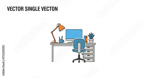 Vector Illustration of a Modern Office Desk Setup.