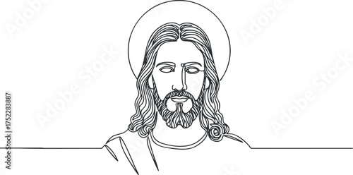 Line art illustration of Jesus Christ depicting spirituality and religious faith.