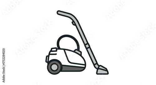 Simple Vacuum Cleaner Illustration with Handle and Wheels.