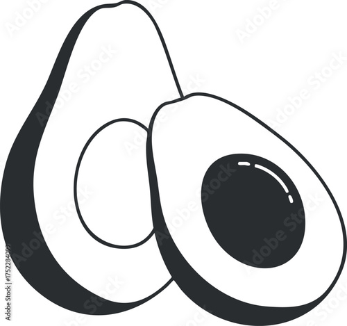 Halved avocados showcasing their creamy green flesh and dark seed, ideal for healthy recipes.