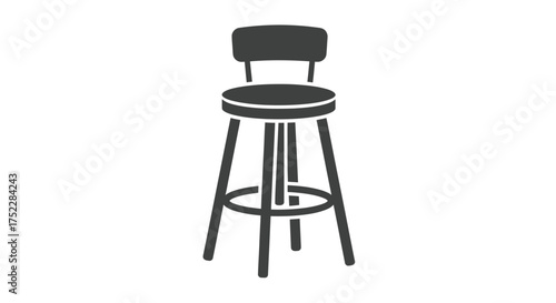 Silhouette of a classic bar stool with a padded seat and backrest.