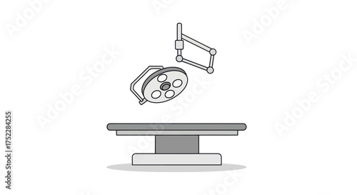 Surgical Operating Room Equipment: Table and Overhead Light.