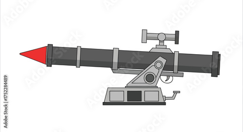 Cartoon Rocket Launcher with Red Tipped Projectile and Scope.