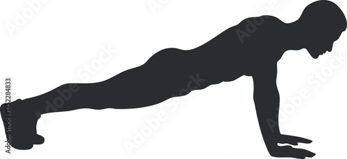 Silhouette of a person performing a pushup exercise for strength training and fitness.