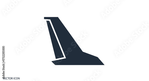 Airplane Tail Fin Icon: Dark Silhouette of Aircraft Stabilizer and Rudder.