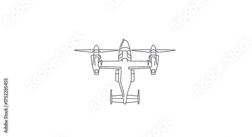 Overhead Line Drawing of a Tiltrotor Aircraft.