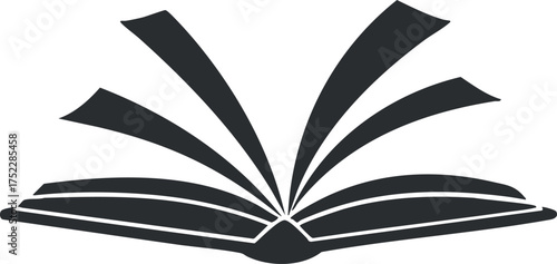 An illustration of an open book with visible pages, symbolizing reading and knowledge.