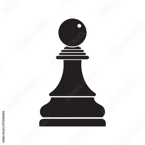 Black silhouette of a chess pawn isolated on white background