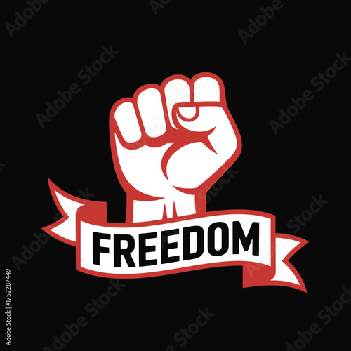 Freedom fist raised in protest vector illustration for human rights design