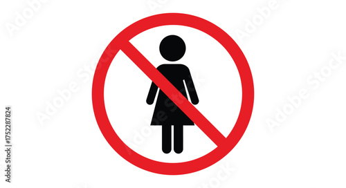 Prohibited entry sign featuring a silhouette of a woman displayed clearly