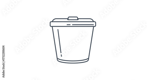 Simple line art icon of a closed trash can with a lid for waste disposal.