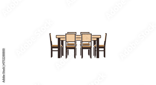 Wooden Dining Table with Six Chairs Minimalist Design.