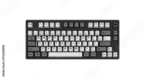 Modern Black Mechanical Keyboard with White and Gray Keycaps.