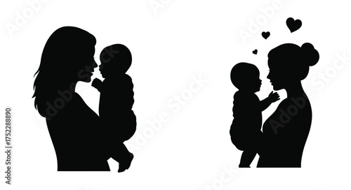 Silhouette of a mother and baby sharing a tender loving moment together