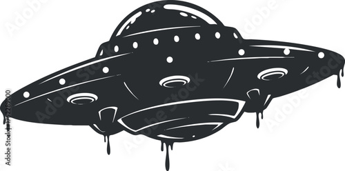A mysterious black UFO with dripping details, perfect for sci-fi and alien-themed designs.