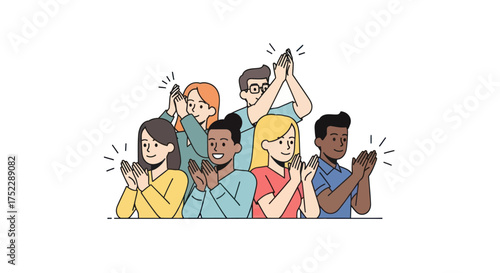 Diverse group of people clapping hands in celebration and applause.