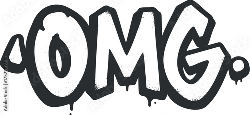 Bold graffiti style illustration of the word OMG conveying urban artistic expression and creativity.