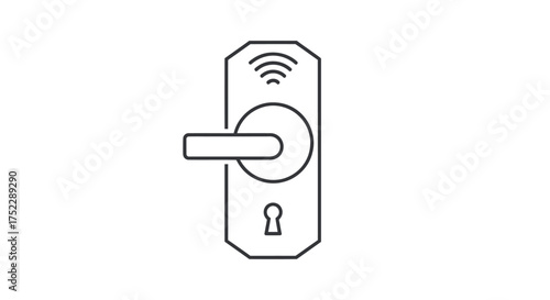 Modern Smart Door Lock with Wireless Connectivity Icon.