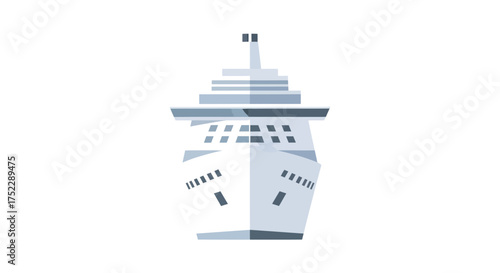 A large modern cruise ship illustration shown from a direct front view on a white background.