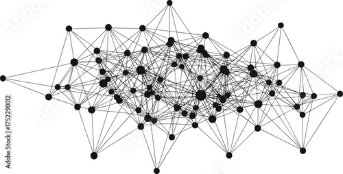 Abstract neural network connection structure, digital communication background, data visualization lines and nodes, artificial intelligence web pattern illustration