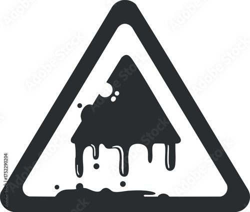 A hazard warning sign indicating a potential liquid spill or chemical hazard.