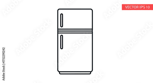 Simple Black and White Refrigerator Outline Illustration.