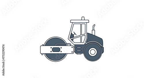 Illustration of a Heavy Duty Road Roller Machine.