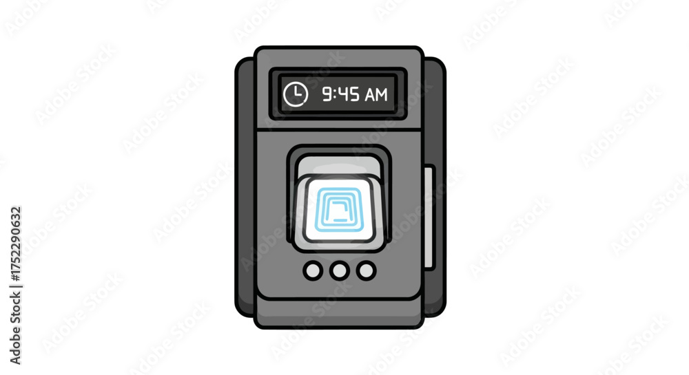 Obraz premium Gray Digital Time Clock with Fingerprint Scanner.