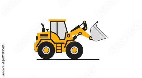 Yellow Construction Wheel Loader with Raised Bucket.