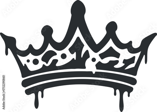 Stylized black crown graphic with dripping details representing royalty and elegance.