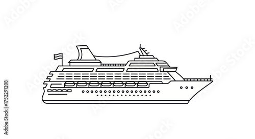 Cruise Ship Line Art Illustration for Travel and Leisure.