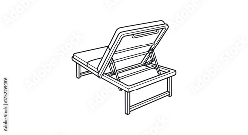 Black and White Outline of Adjustable Chaise Lounge Chair.