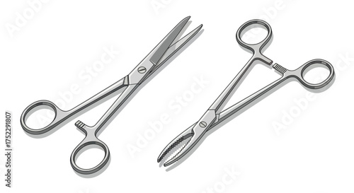 Surgical Scissors and Forceps Stainless Steel Medical Instruments.