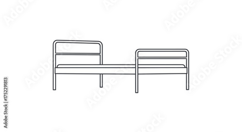 Simple Metal Hospital Bed Frame with Rails.