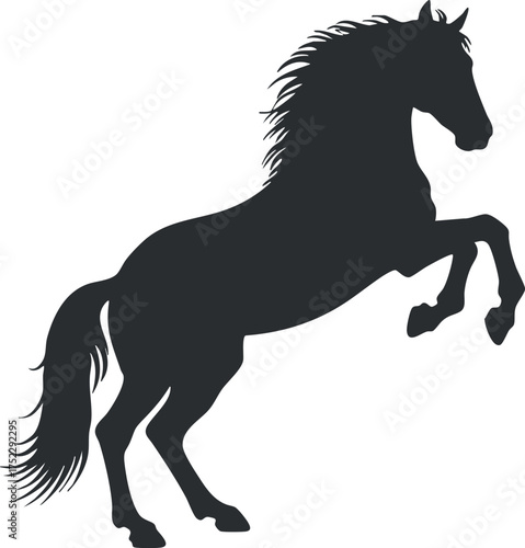 A dynamic silhouette of a horse jumping, symbolizing grace and freedom in motion.