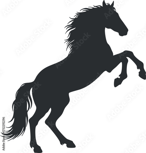A striking silhouette of a rearing horse capturing the essence of movement and power.
