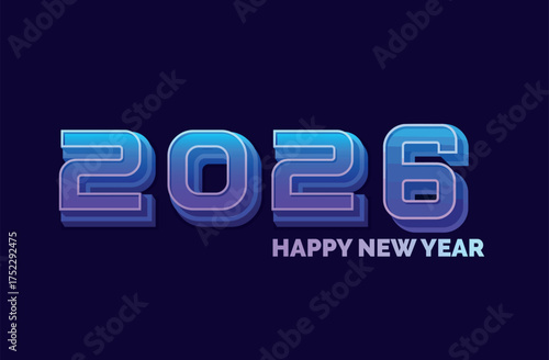 Futuristic 2026 Happy New Year Greeting with Neon Gradient Typography