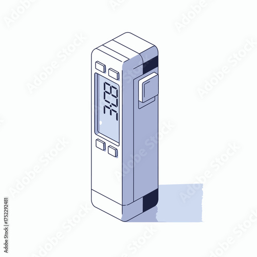 Isometric Digital Thermometer Illustration for Medical and Healthcare Use.