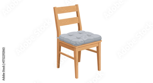 Simple Wooden Dining Chair with Padded Seat.
