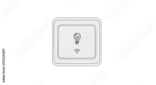Simple Square Light Switch with Incandescent Bulb Icon.