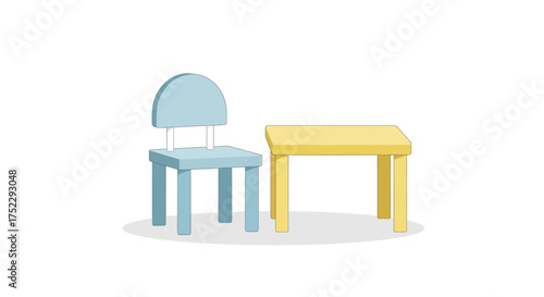 Colorful Plastic Childrens Chair and Table Set.