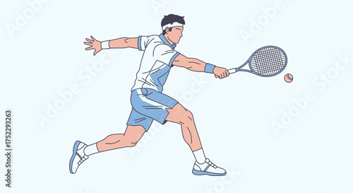 Tennis player in action hitting the ball with racket during the game.
