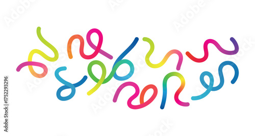 Vibrant collection of colorful wavy neon pipe cleaners twisted into playful shapes on a white background