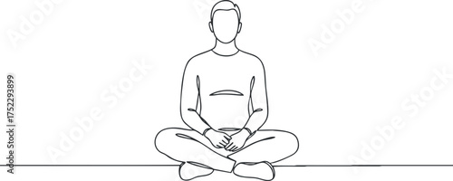 A simple line drawing of a person meditating in a tranquil pose for mindfulness and relaxation.