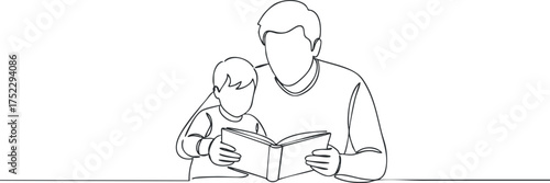 A father reading a book to his son, showcasing a moment of bonding and learning.