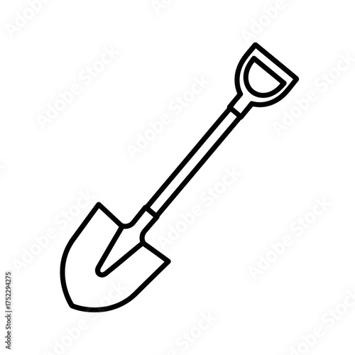 Adobe illustrator of black and white line art shovel illustration